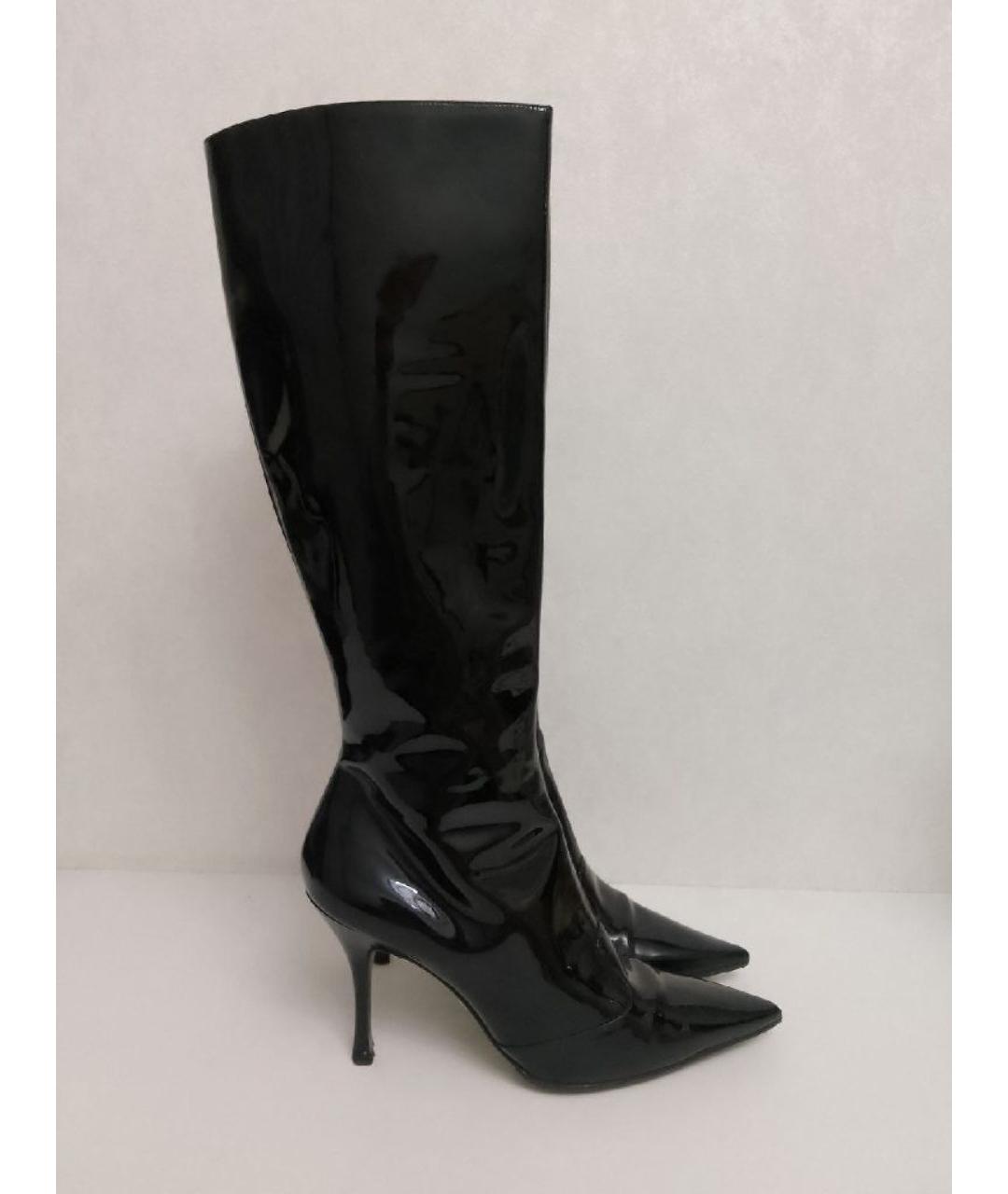 DOLCE&GABBANA Черные сапоги из лакированной кожи, фото 5