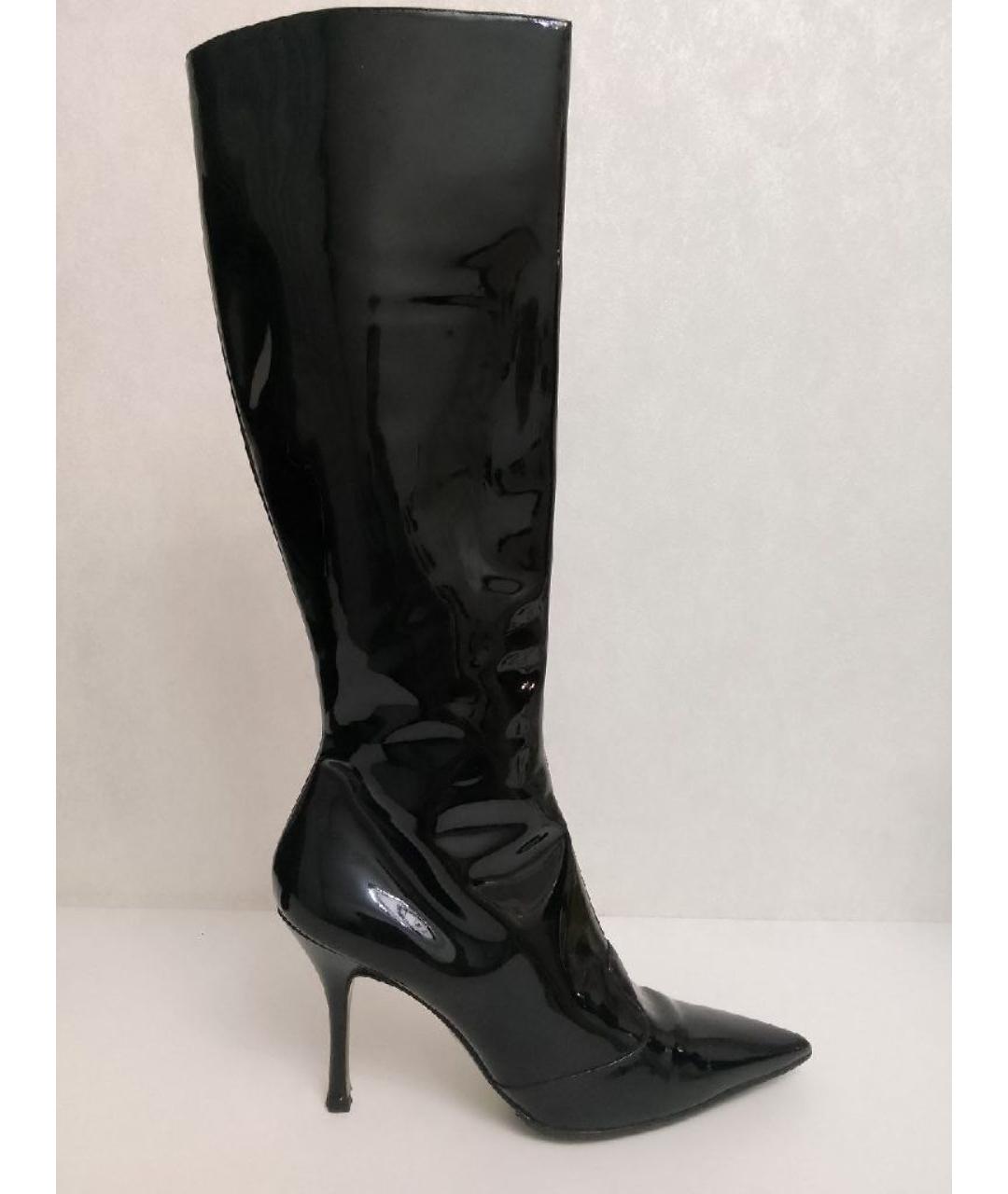 DOLCE&GABBANA Черные сапоги из лакированной кожи, фото 10