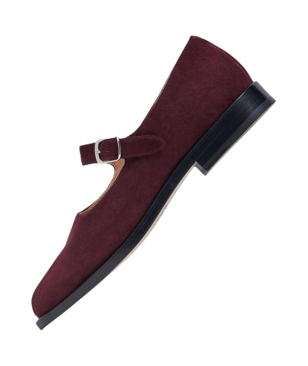 MAISON MARGIELA Бордовые замшевые балетки, фото 2