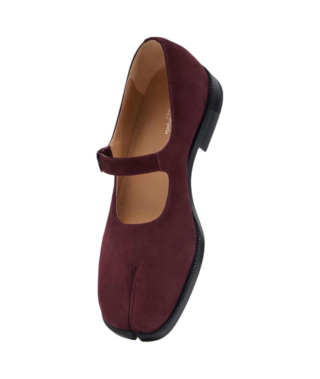 MAISON MARGIELA Бордовые замшевые балетки, фото 3