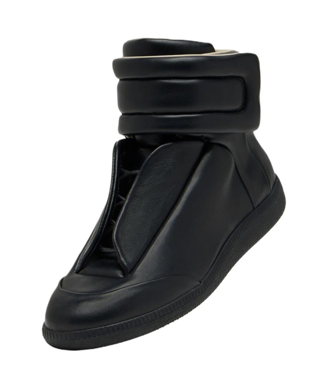 MAISON MARGIELA Черные кожаные кроссовки, фото 3