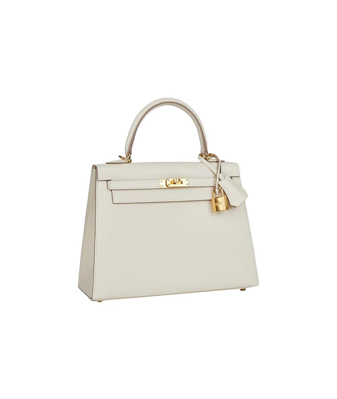 HERMES Белая кожаная сумка с короткими ручками, фото 2