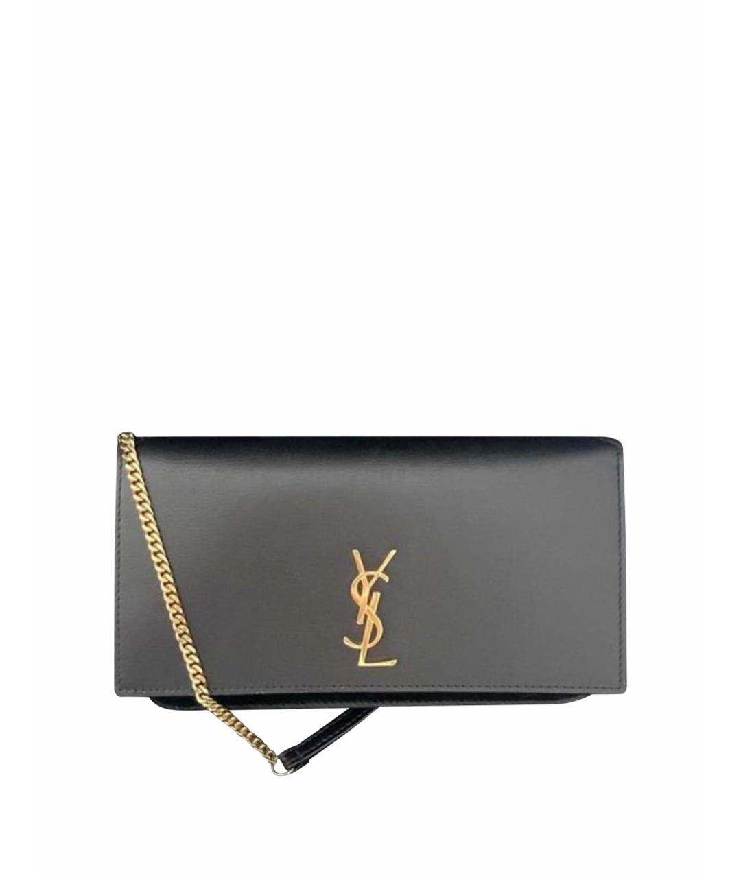 SAINT LAURENT Черная кожаная сумка через плечо, фото 1