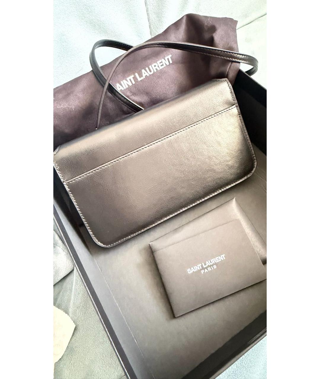 SAINT LAURENT Черная кожаная сумка через плечо, фото 3