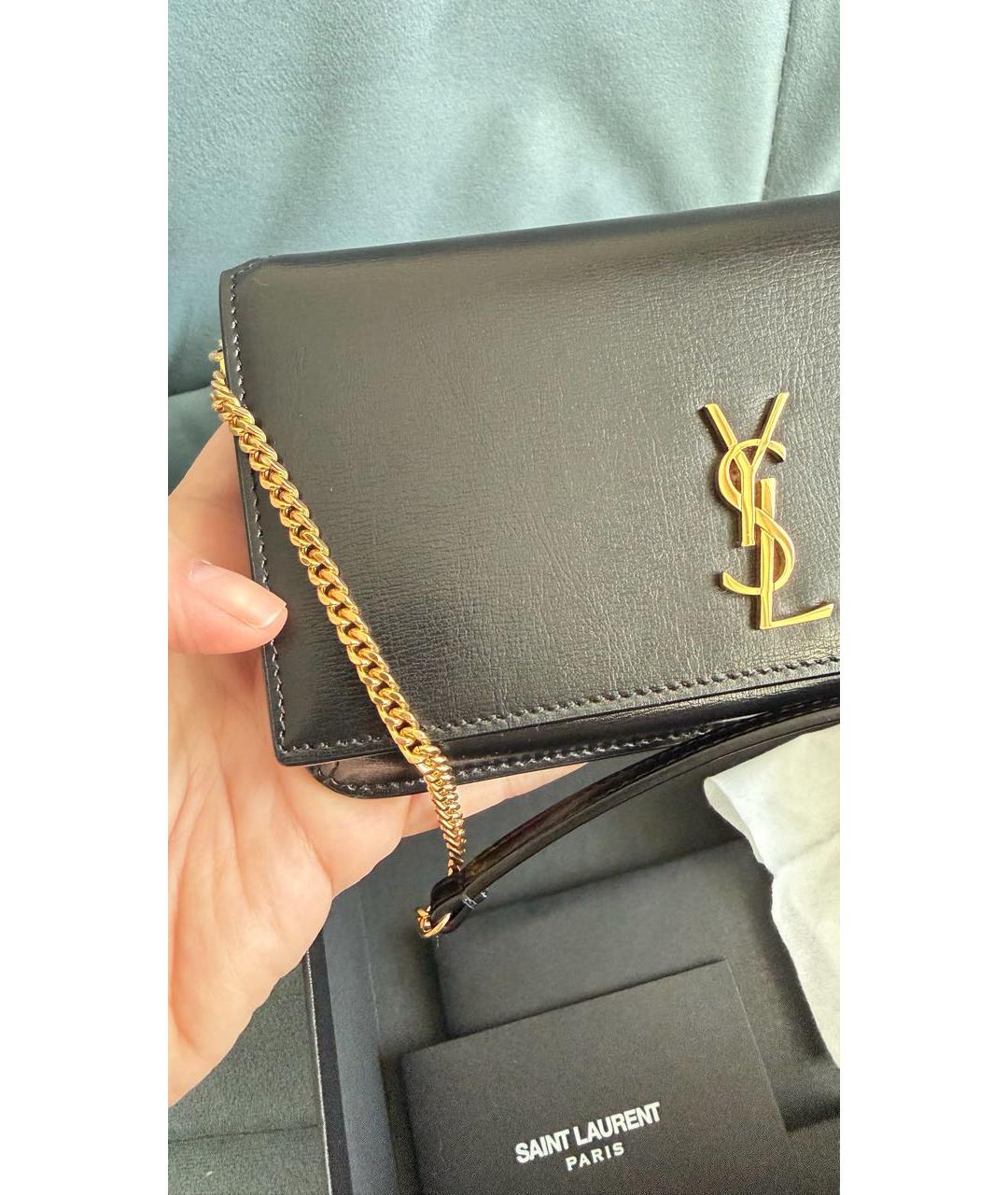 SAINT LAURENT Черная кожаная сумка через плечо, фото 5