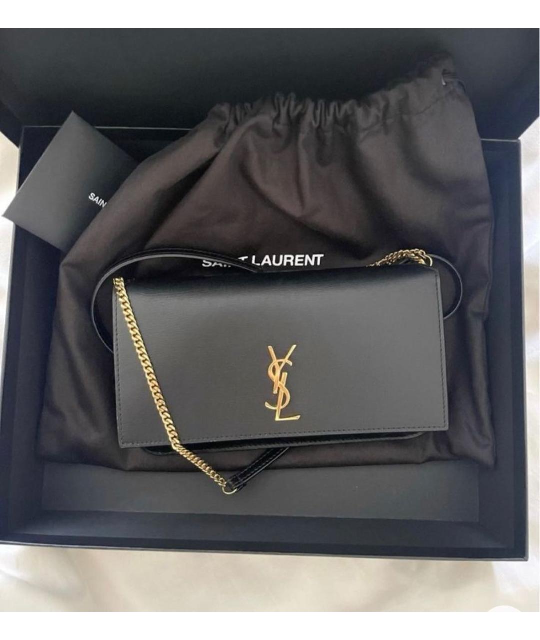 SAINT LAURENT Черная кожаная сумка через плечо, фото 9