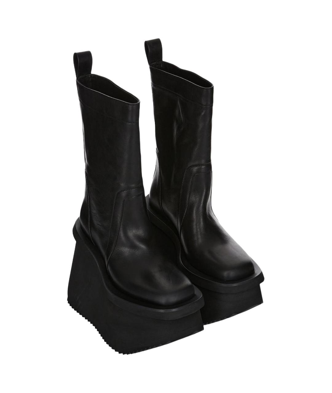 RICK OWENS Черные кожаные высокие ботинки, фото 3