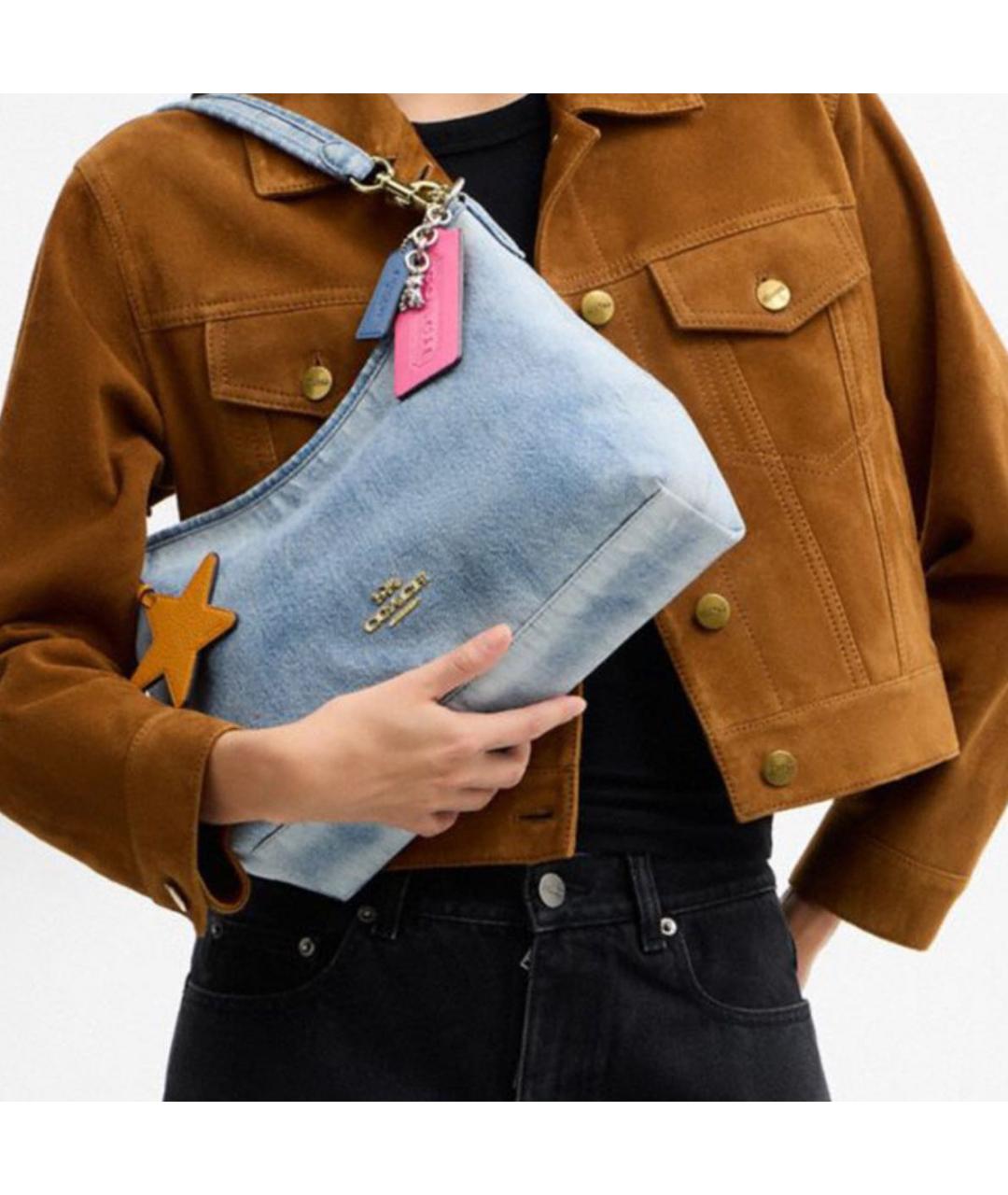 COACH Голубая деним сумка через плечо, фото 6