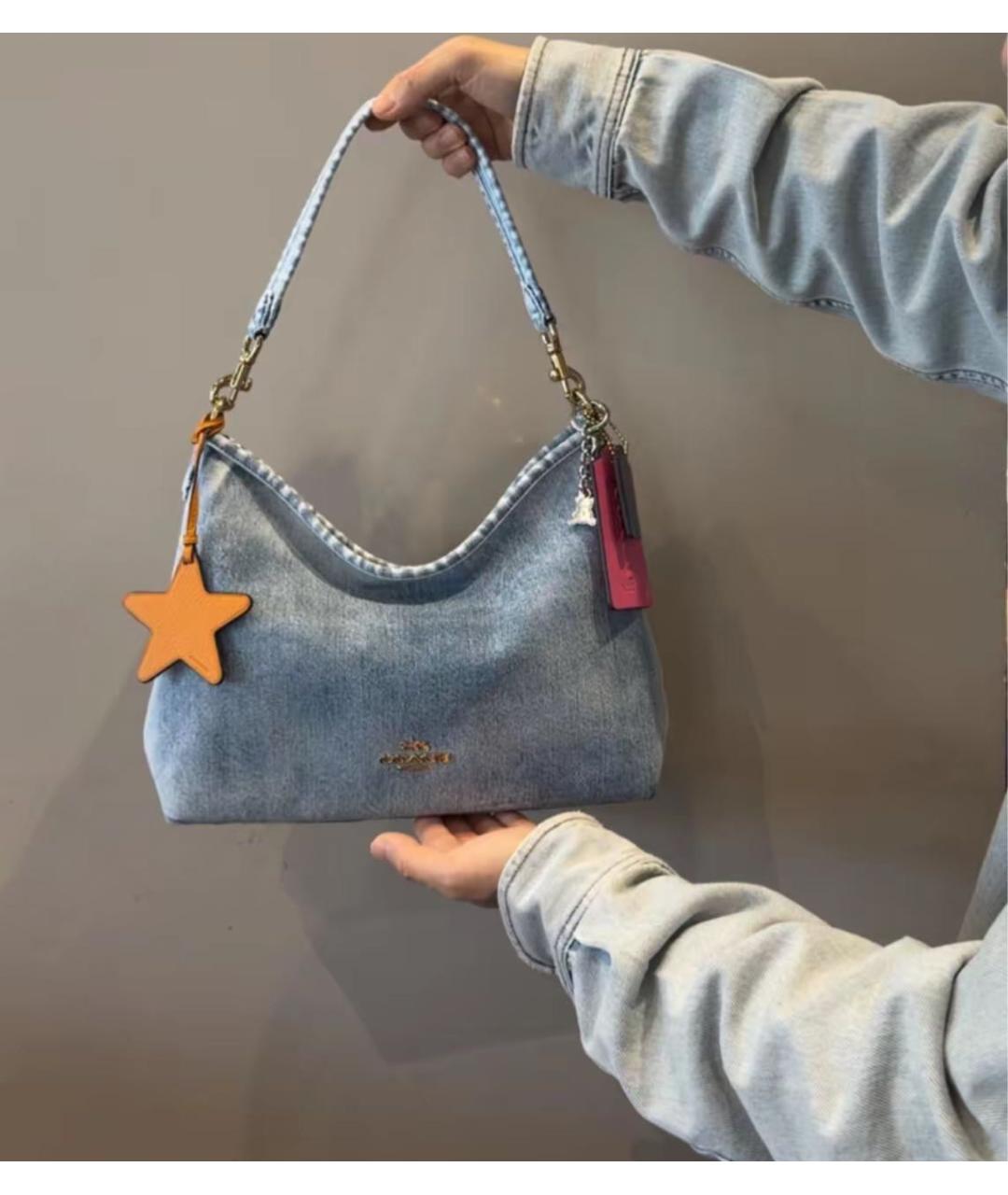 COACH Голубая деним сумка через плечо, фото 7