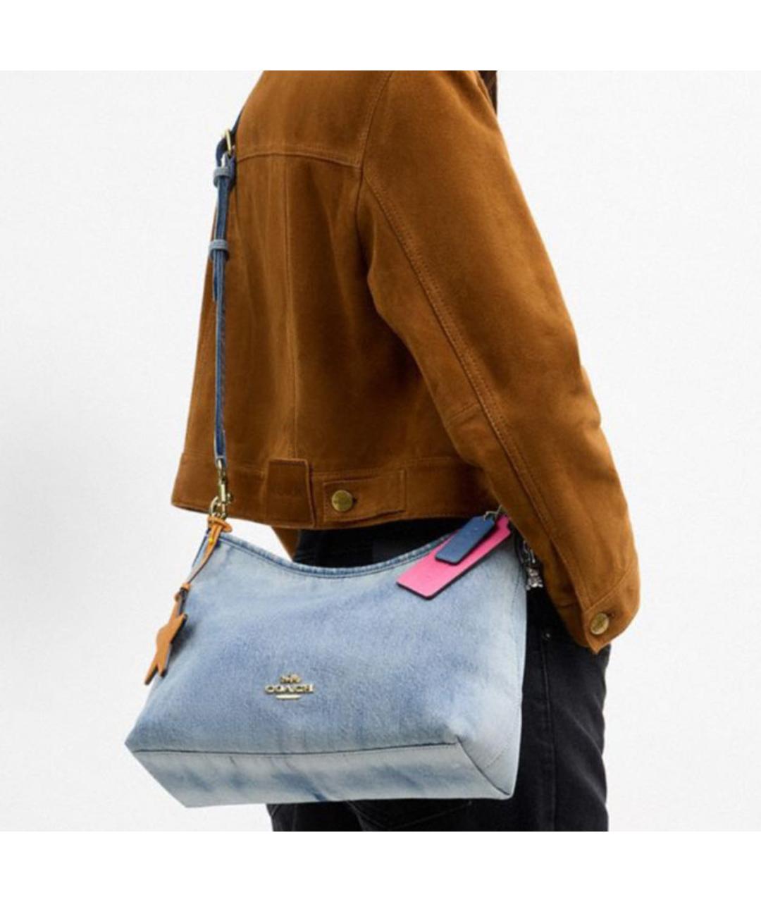 COACH Голубая деним сумка через плечо, фото 5