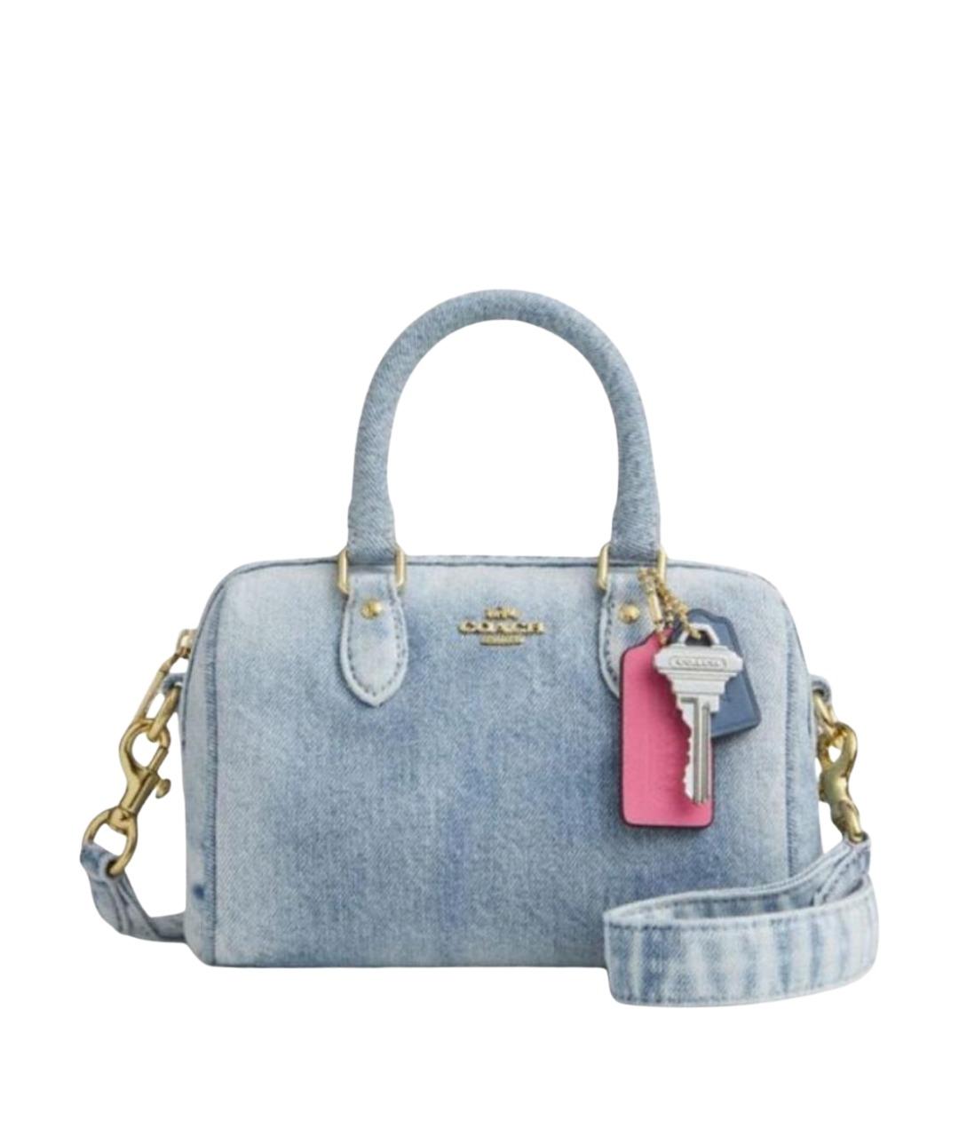 COACH Голубая деним сумка с короткими ручками, фото 1