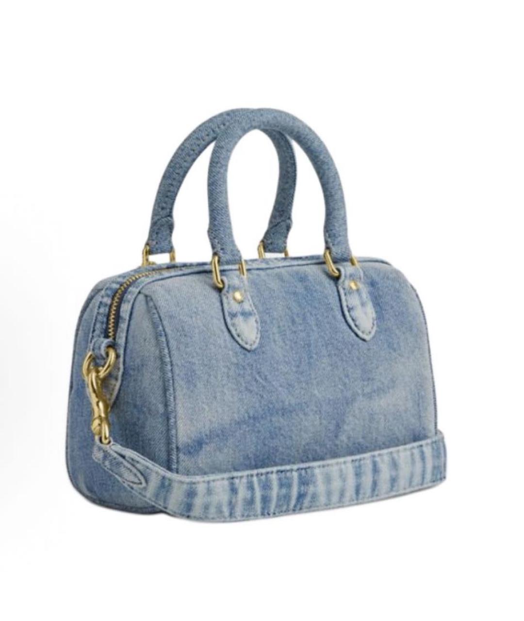 COACH Голубая деним сумка с короткими ручками, фото 4
