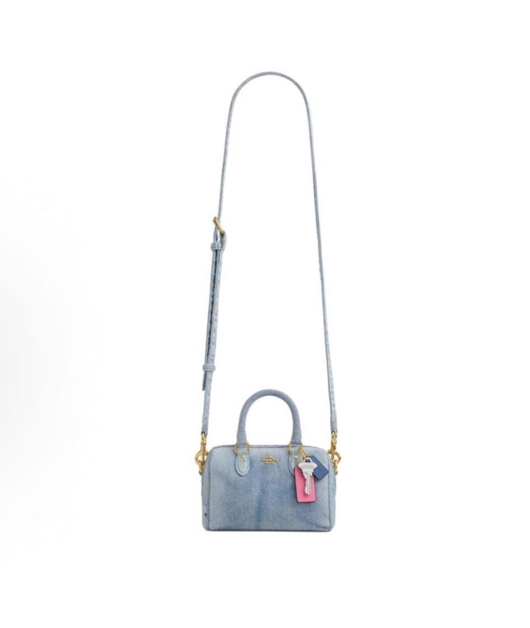COACH Голубая деним сумка с короткими ручками, фото 2
