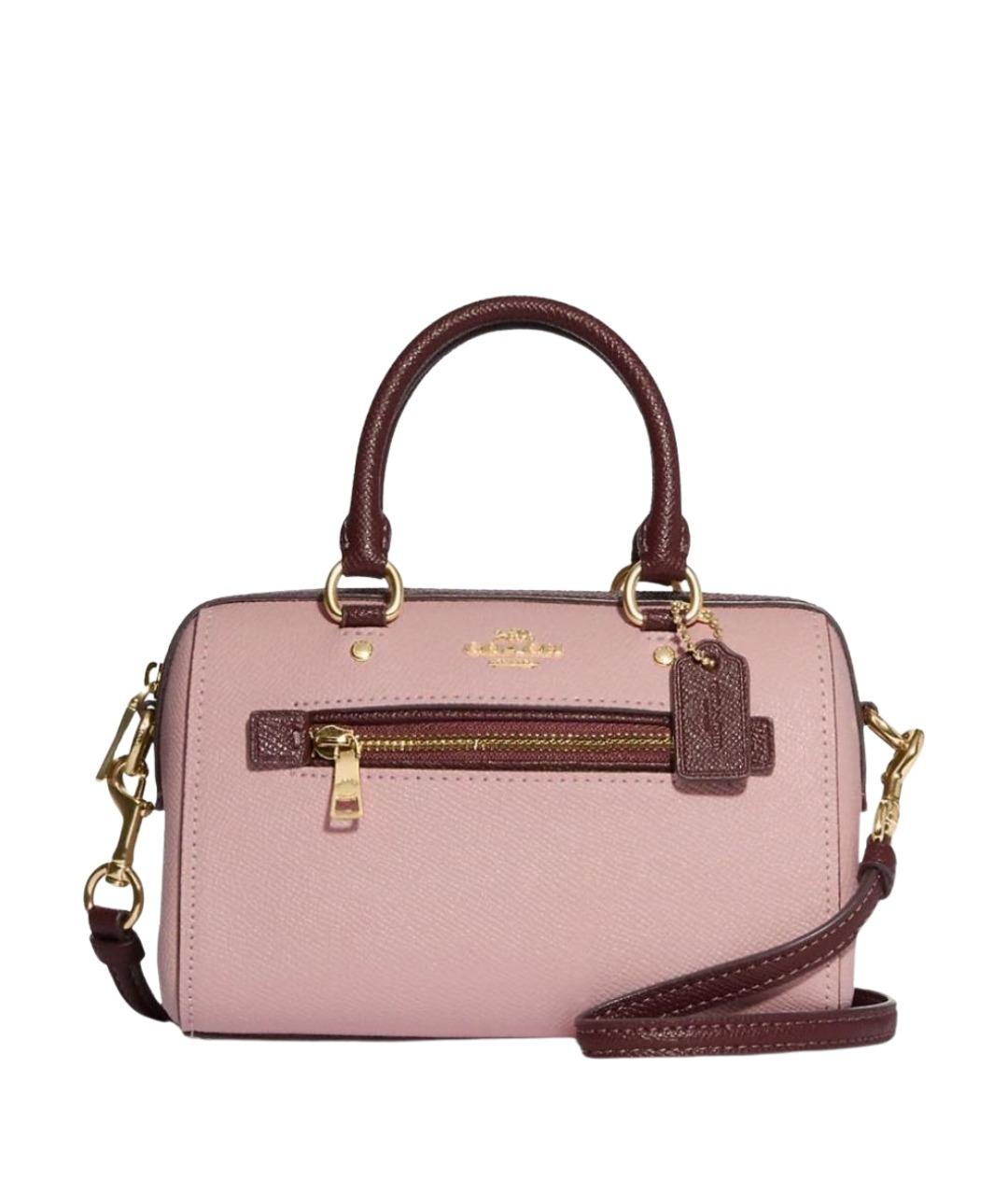 COACH Розовая кожаная сумка с короткими ручками, фото 1