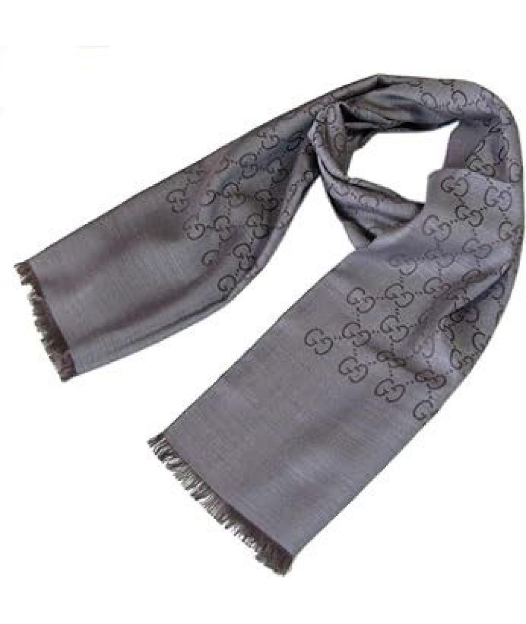 GUCCI Коричневый шерстяной платок, фото 2