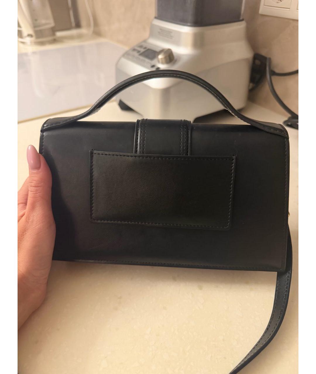 JACQUEMUS Черная кожаная сумка с короткими ручками, фото 2