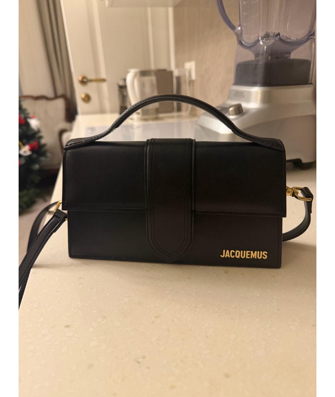 JACQUEMUS Черная кожаная сумка с короткими ручками, фото 3