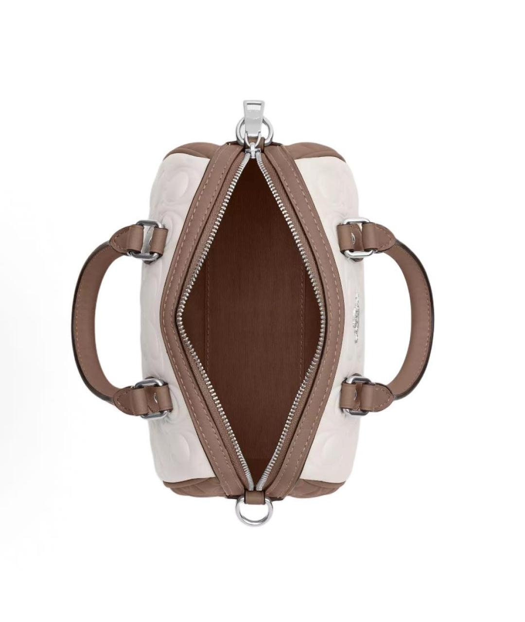 COACH Белая кожаная сумка с короткими ручками, фото 3