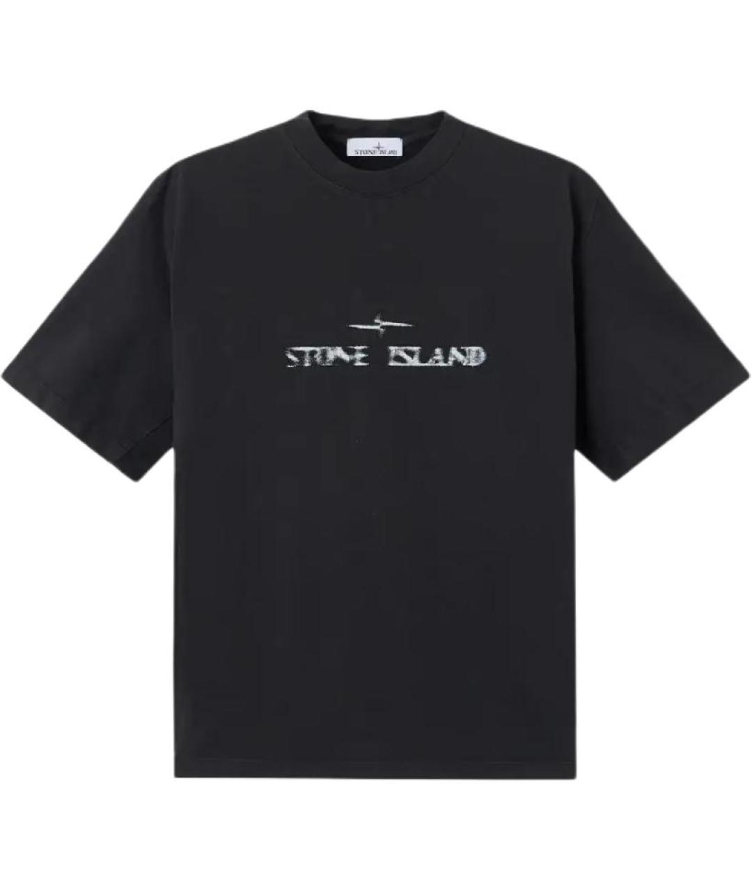 STONE ISLAND Черная хлопковая футболка, фото 1