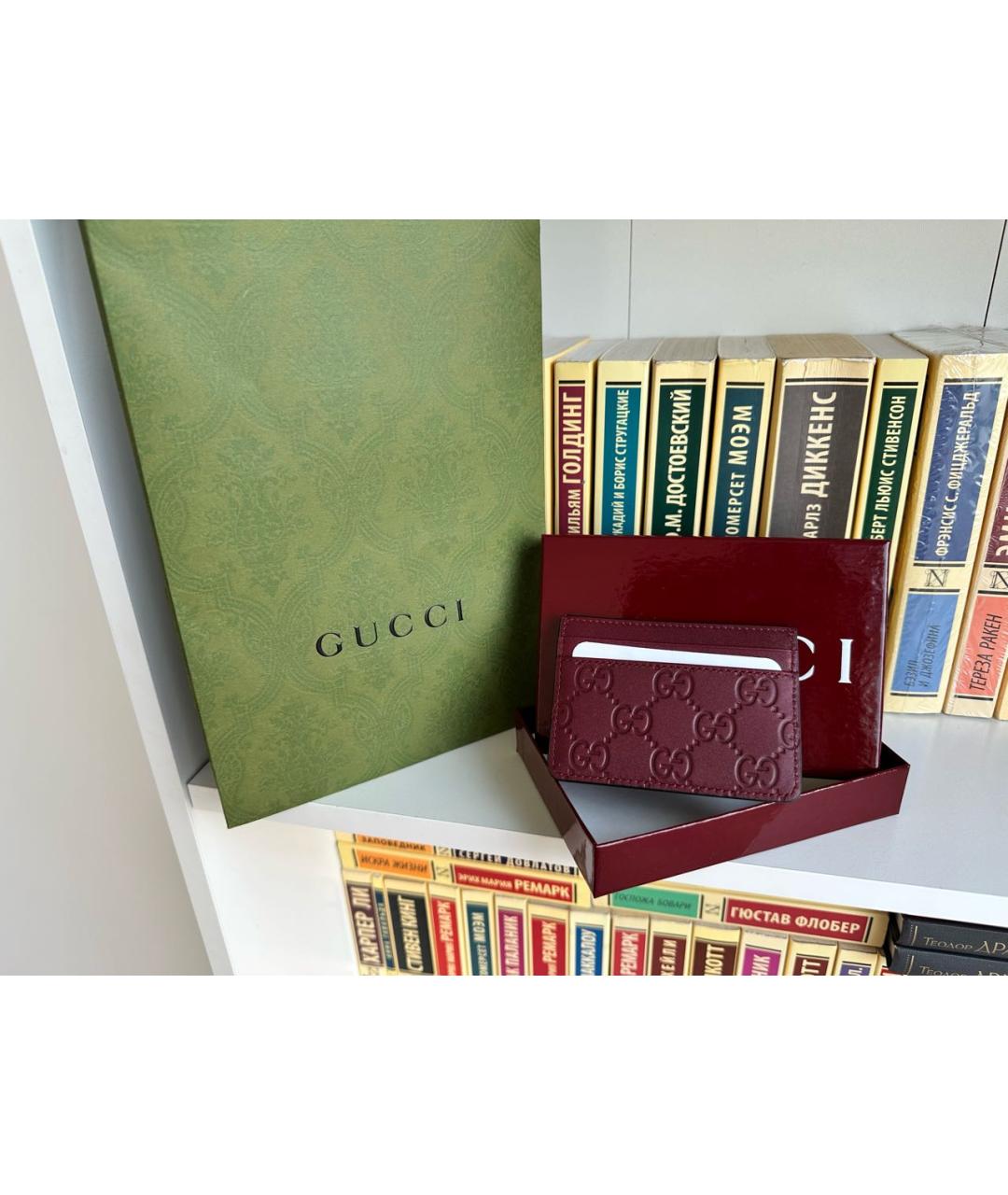 GUCCI Бордовый кожаный кардхолдер, фото 2