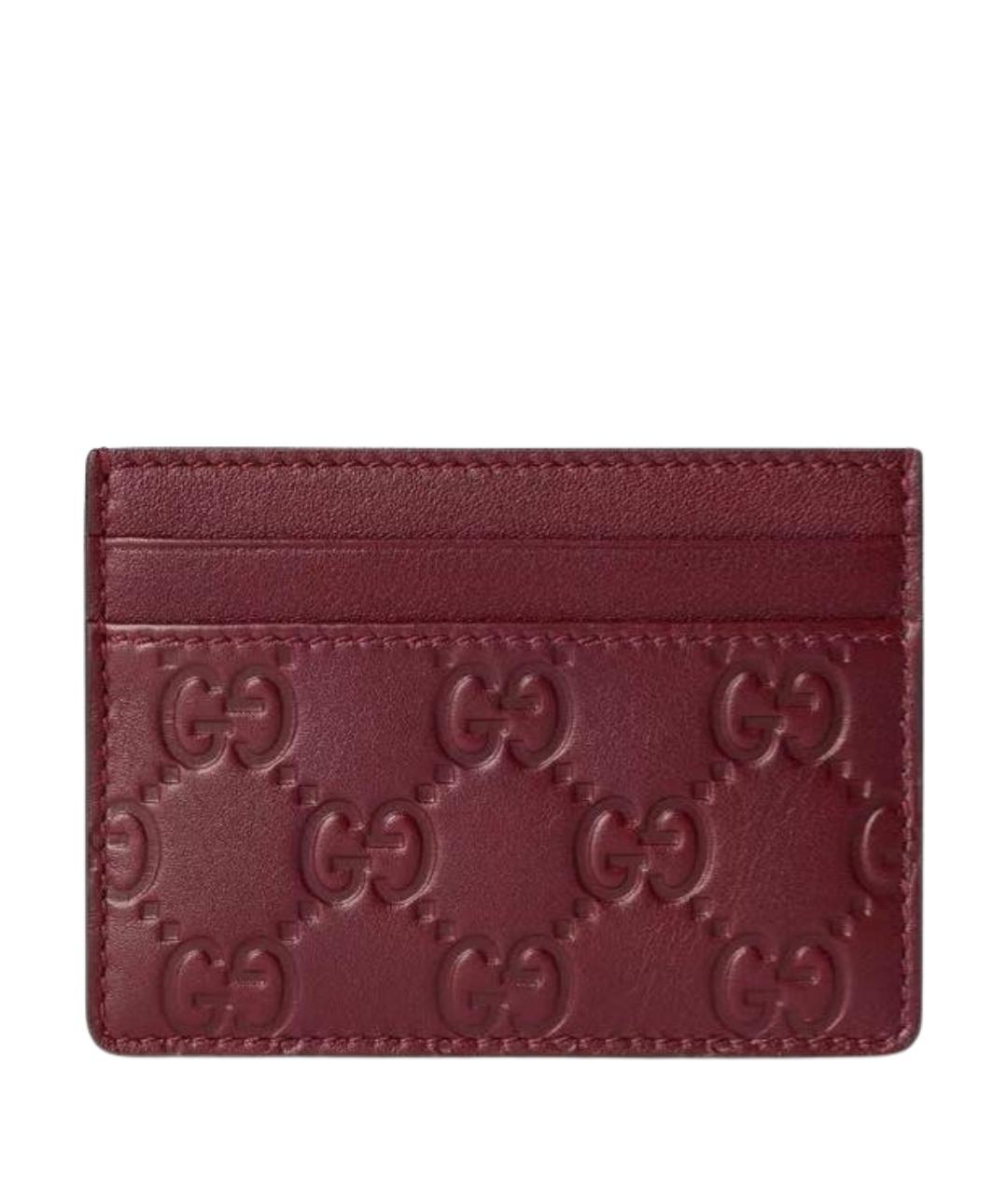 GUCCI Бордовый кожаный кардхолдер, фото 1