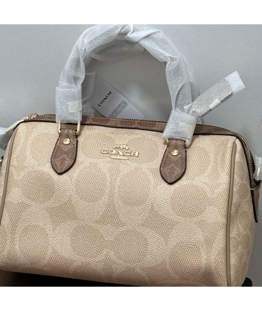 COACH Бежевая сумка с короткими ручками, фото 7