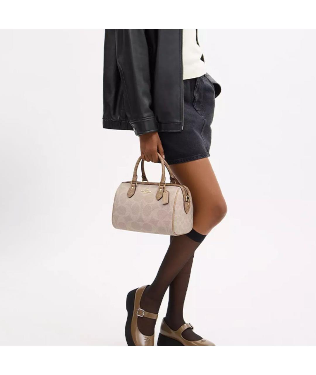 COACH Бежевая сумка с короткими ручками, фото 5