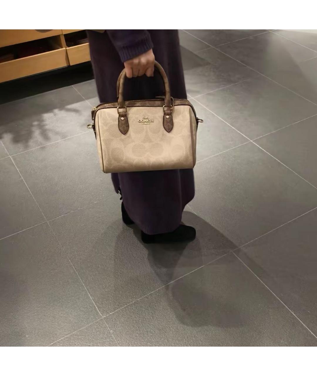 COACH Бежевая сумка с короткими ручками, фото 6