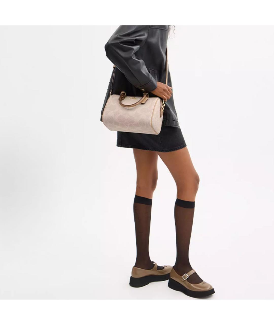 COACH Бежевая сумка с короткими ручками, фото 4