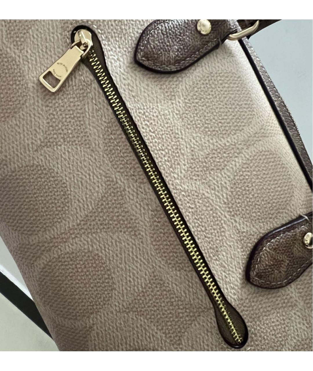COACH Бежевая сумка с короткими ручками, фото 8