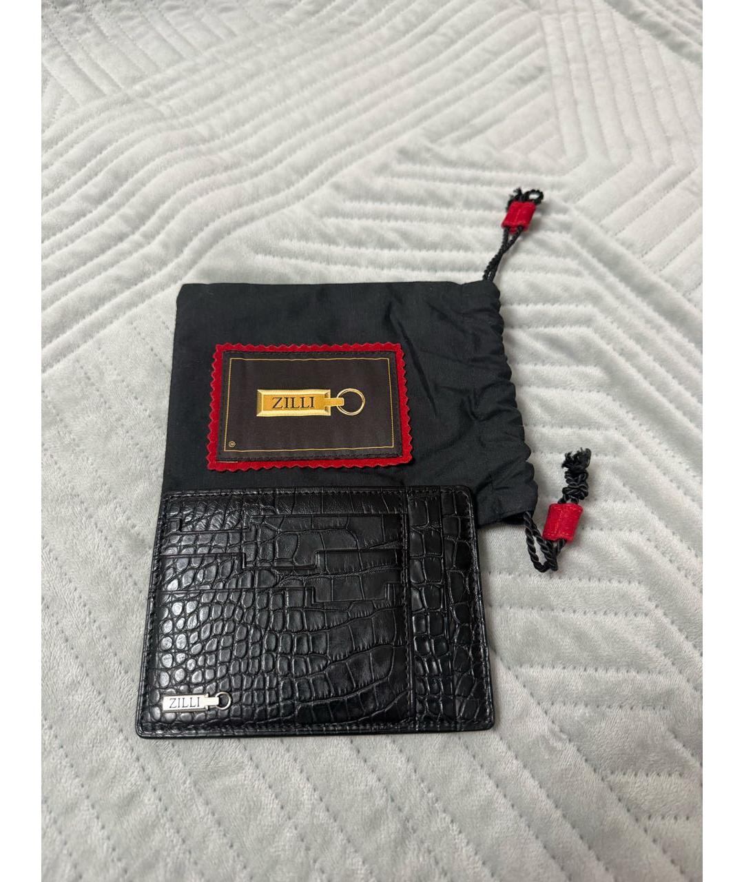 ZILLI Черный кардхолдер из экзотической кожи, фото 7