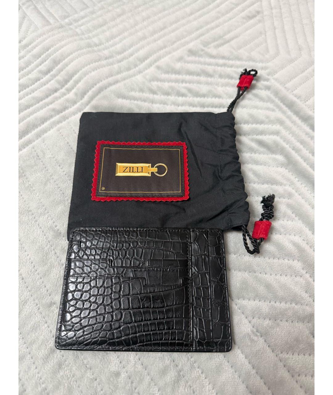 ZILLI Черный кардхолдер из экзотической кожи, фото 2