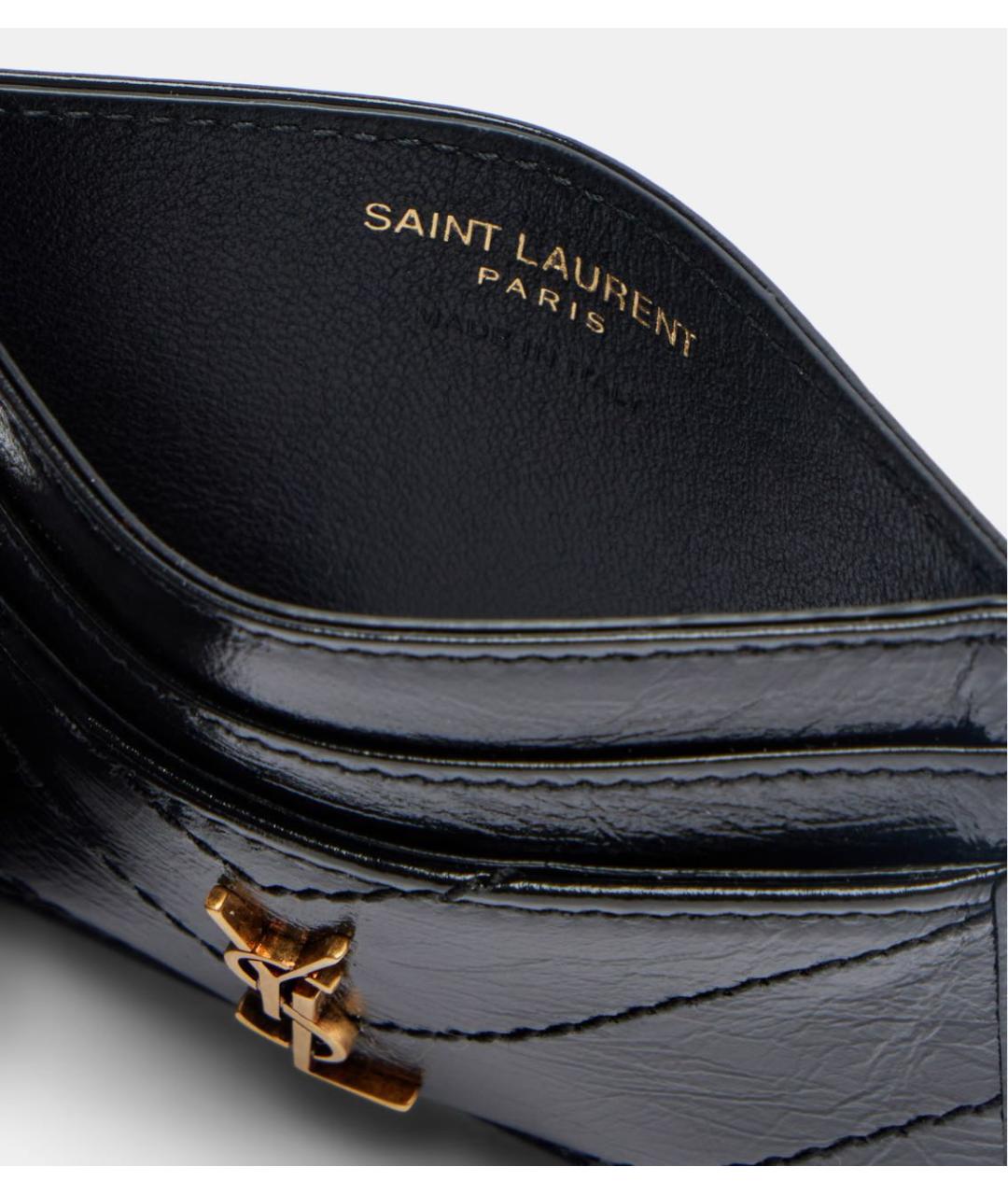 SAINT LAURENT Черный кожаный кардхолдер, фото 4