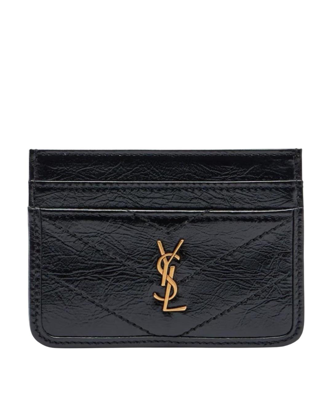 SAINT LAURENT Черный кожаный кардхолдер, фото 1