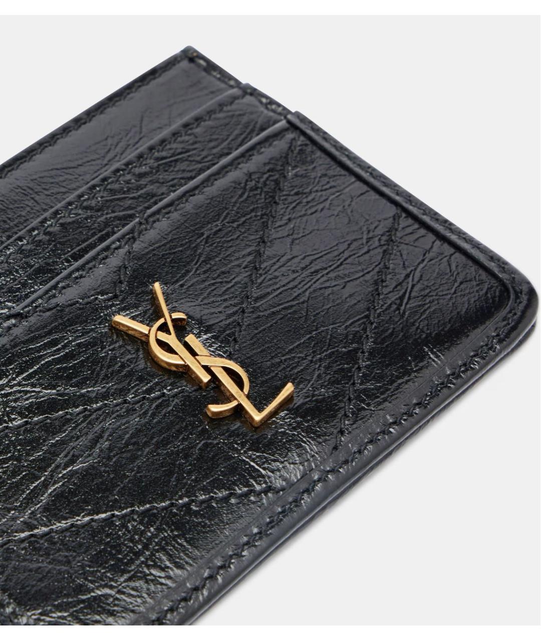 SAINT LAURENT Черный кожаный кардхолдер, фото 2