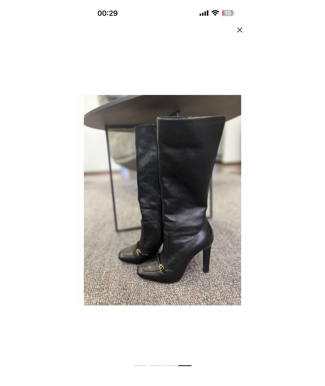 SAINT LAURENT Черные кожаные полусапоги, фото 3