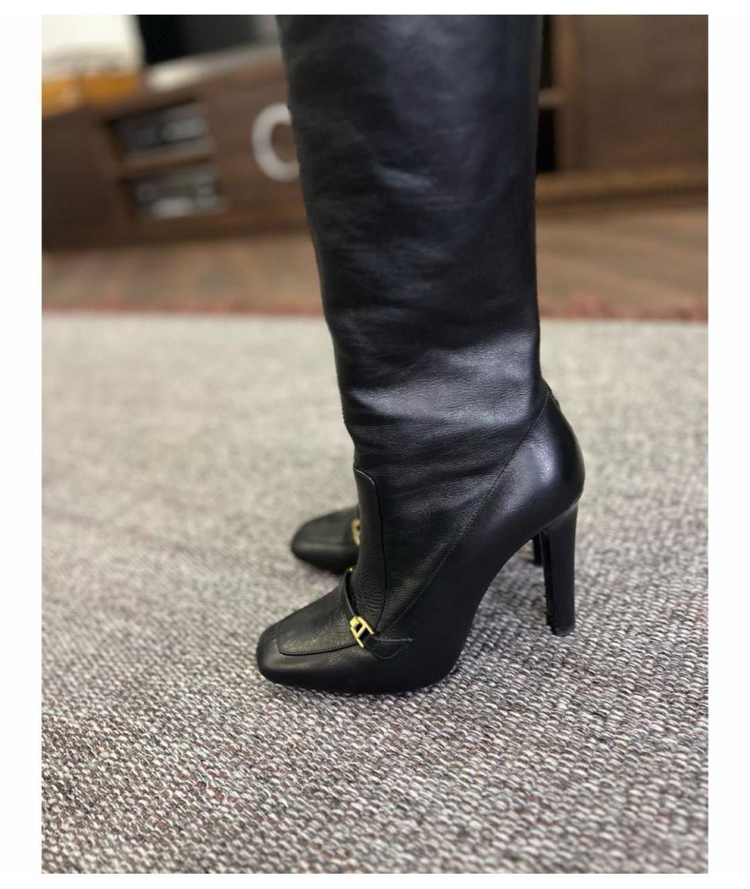 SAINT LAURENT Черные кожаные полусапоги, фото 2