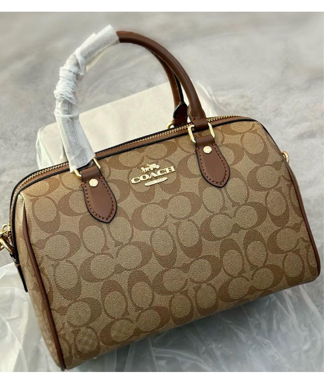 COACH Коричневая сумка с короткими ручками, фото 7