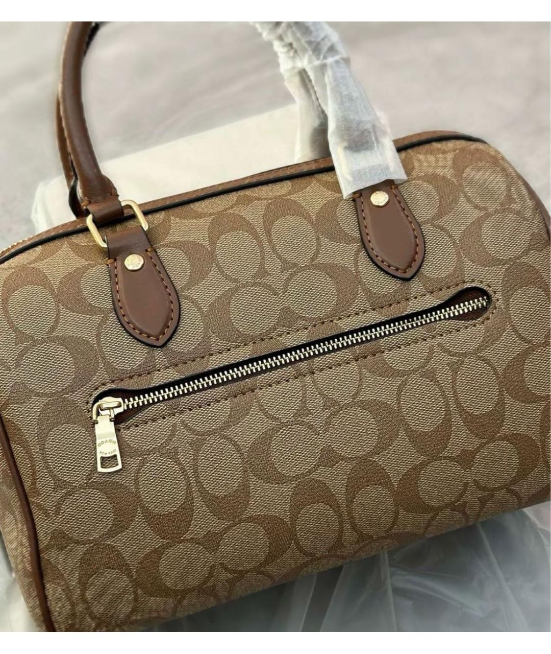 COACH Коричневая сумка с короткими ручками, фото 8