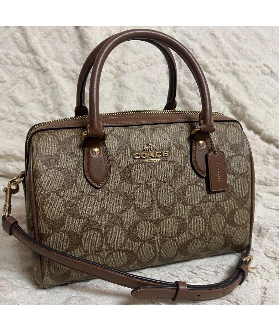 COACH Коричневая сумка с короткими ручками, фото 6