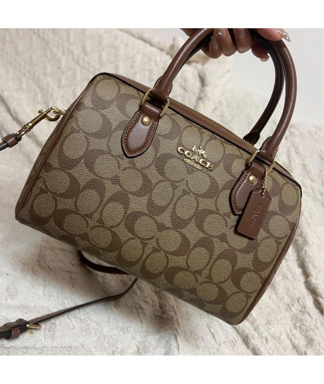 COACH Коричневая сумка с короткими ручками, фото 5