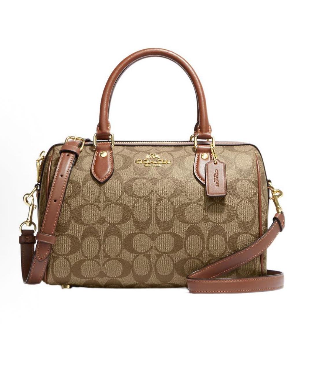 COACH Коричневая сумка с короткими ручками, фото 9