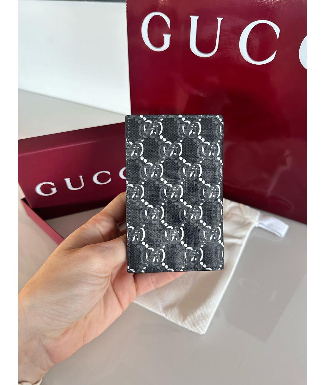 GUCCI Антрацитовый кожаный кардхолдер, фото 4