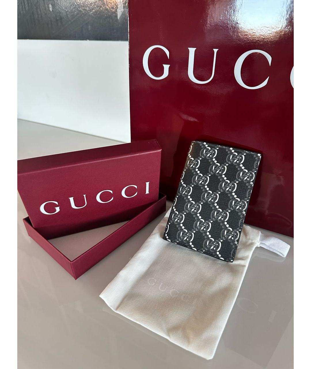 GUCCI Антрацитовый кожаный кардхолдер, фото 5