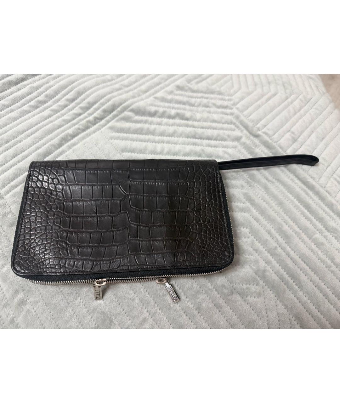 ZILLI Черная барсетка из экзотической кожи, фото 4