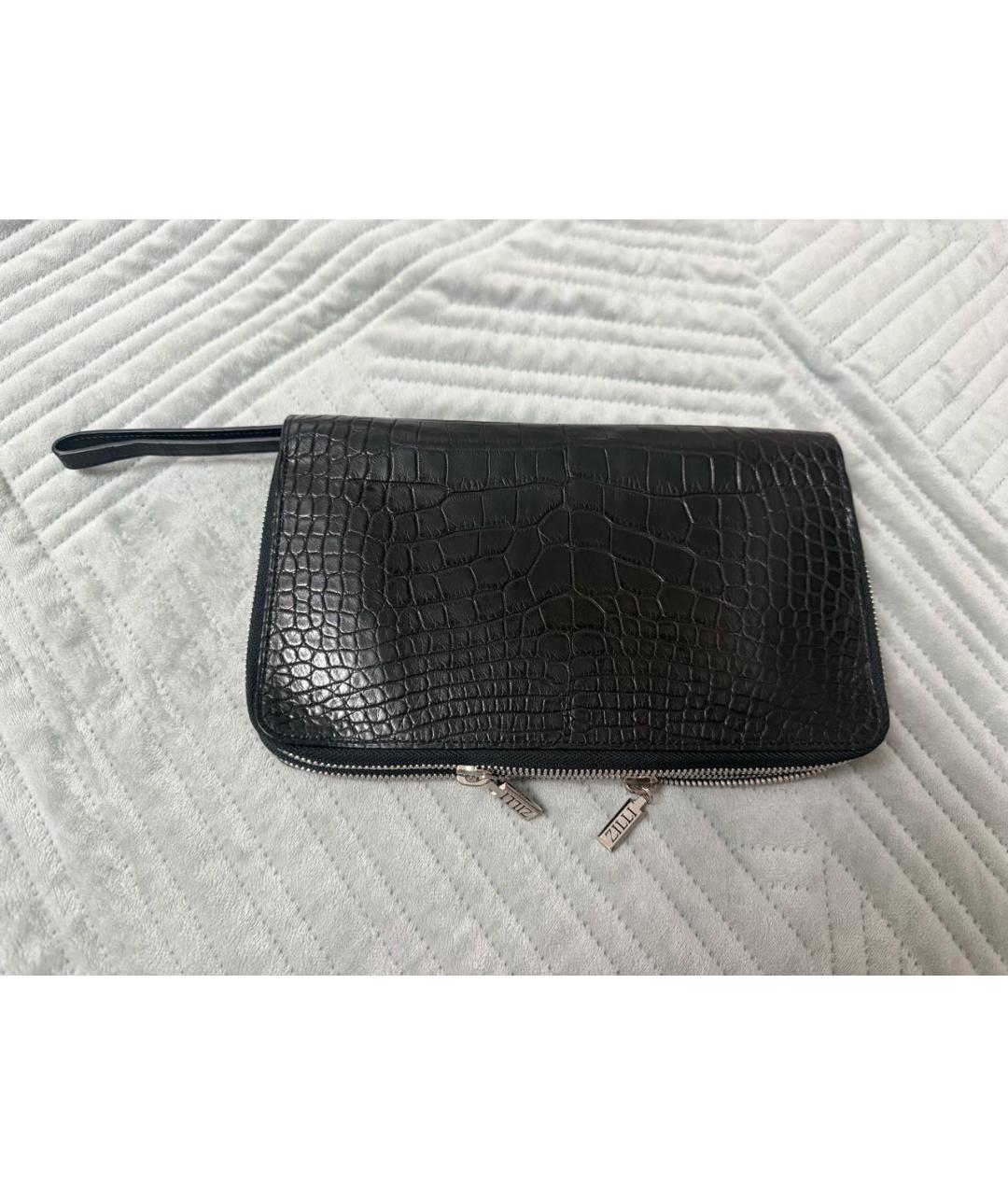 ZILLI Черная барсетка из экзотической кожи, фото 9