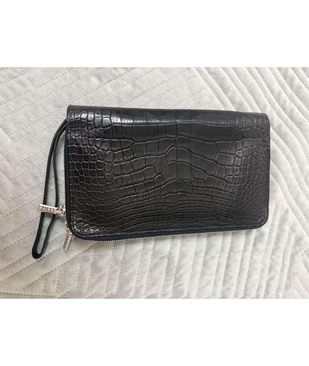 ZILLI Черная барсетка из экзотической кожи, фото 5