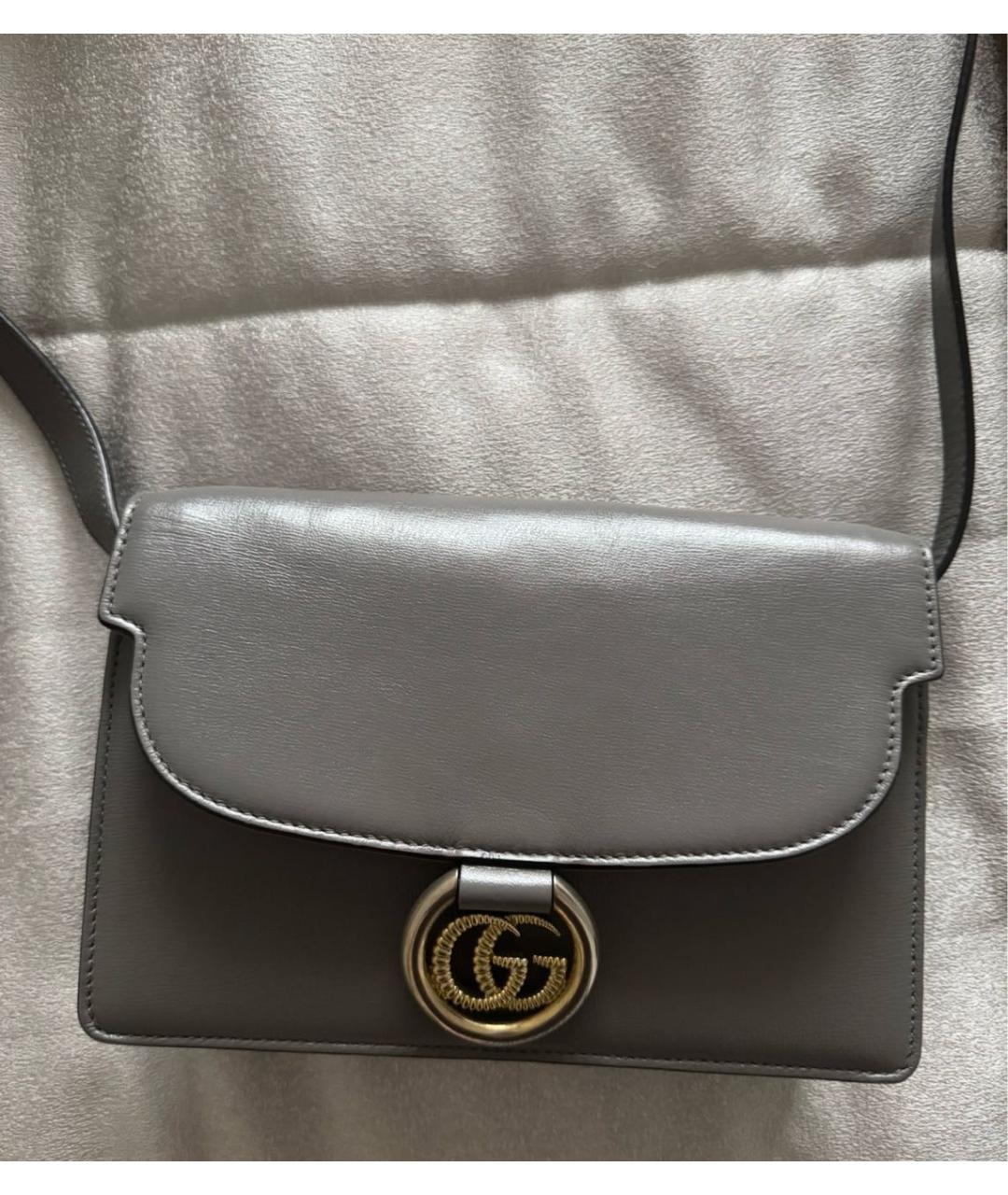GUCCI Серая кожаная сумка через плечо, фото 4