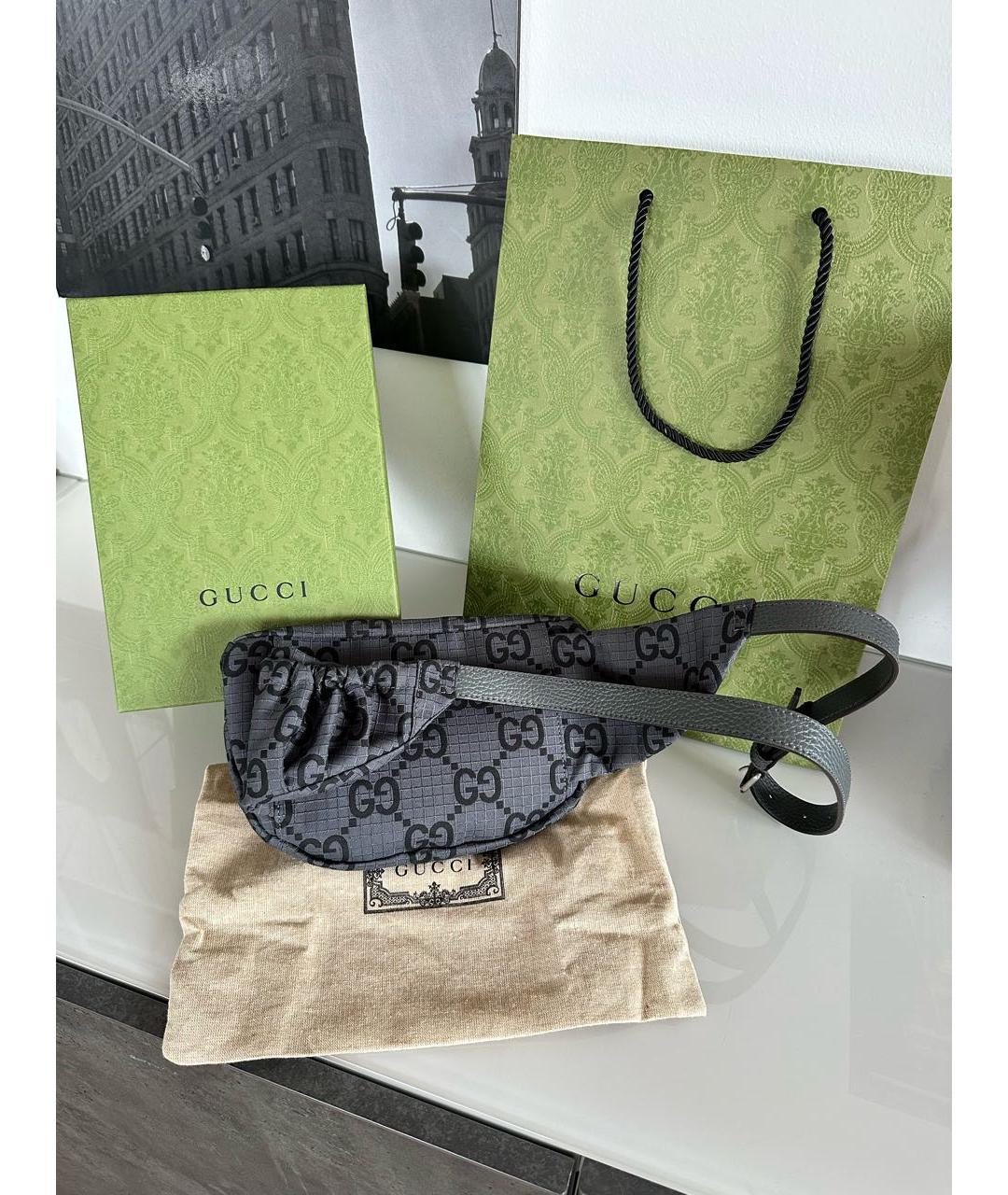 GUCCI Антрацитовая поясная сумка, фото 3