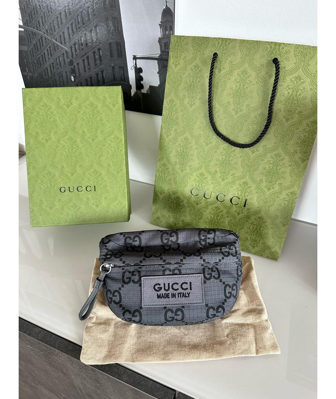 GUCCI Антрацитовая поясная сумка, фото 2